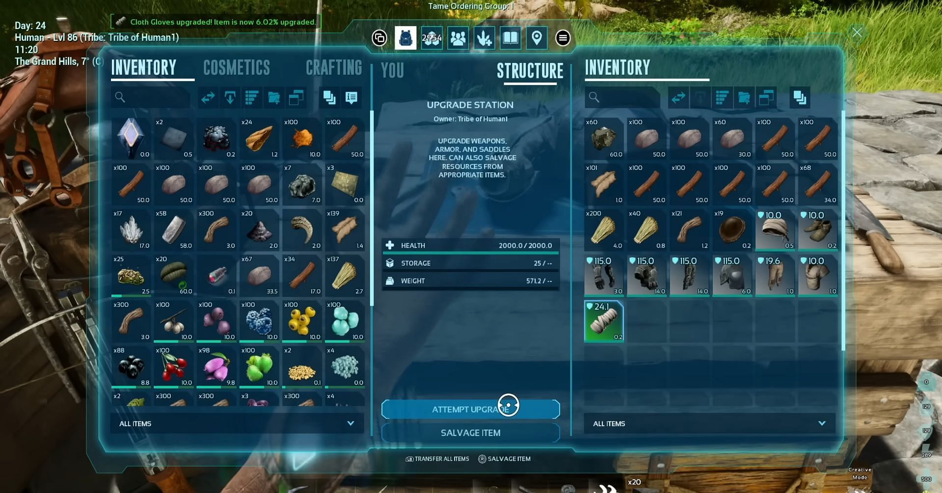 Upgrade gear the easy way (Image via Studio Wildcard | YouTube/Jade PG2)